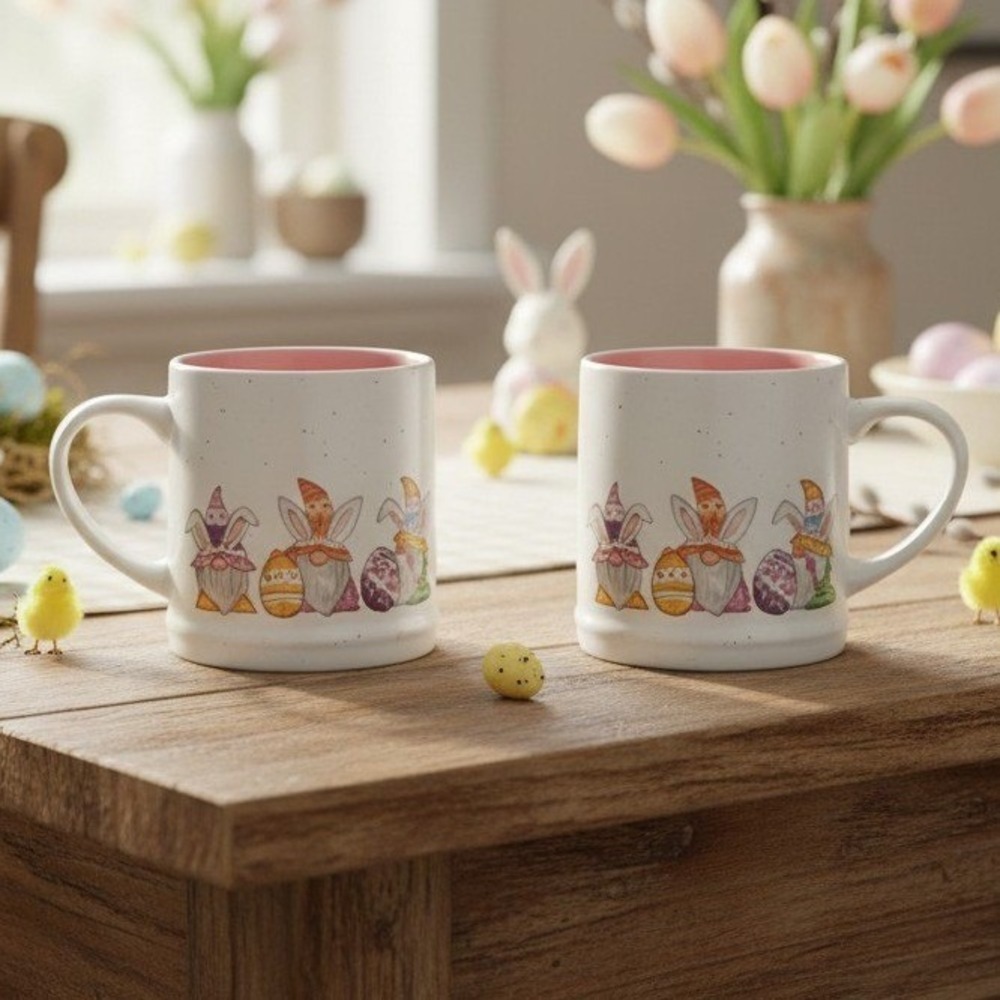 Carrot Patch Cottage Easter Gnome Oversized Coffee Cups, Set of 2, Drinkware